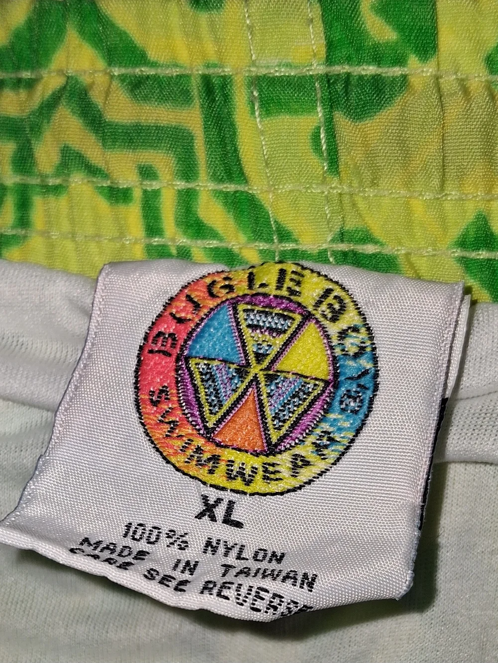 Bugle Boy Bright Yellow & Green Patterned Swim Bermudas